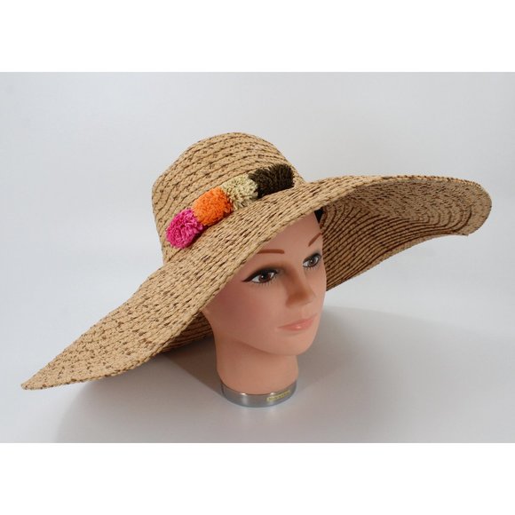 New Vince Camuto Oversized Floppy Hat with Poms #HT101 - Picture 1 of 4